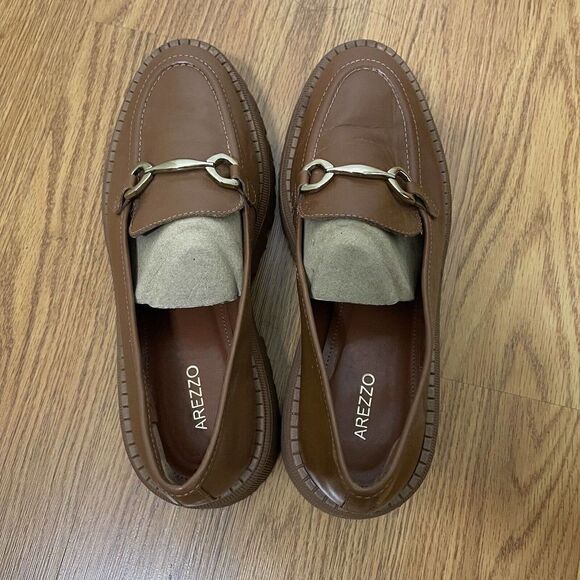 AREZZO brown leather platform slip on loafer shoes size EU 40 - Picture 6 of 8